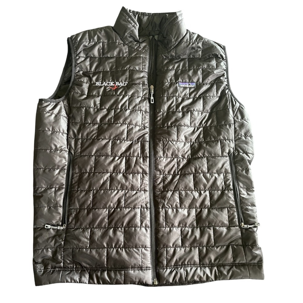 Patagonia Men's Nano Puff Vest Full Zip Black Size L Large Company Logo
